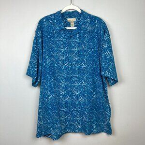 NWT Kona Kai Trading Company Hawaiian Shirt Men's XL Blue Hawaiian Silk Blend